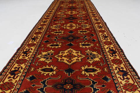 Kazak Red Runner Hand Knotted 211 X 99  Area Rug 250-27832 Image 1