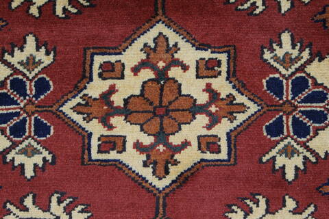 Kazak Red Runner Hand Knotted 211 X 99  Area Rug 250-27832 Image 3