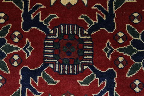 Kazak Red Runner Hand Knotted 27 X 105  Area Rug 250-27848 Image 4