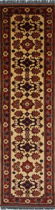 Kazak Beige Runner Hand Knotted 28 X 910  Area Rug 250-27850 Image 0