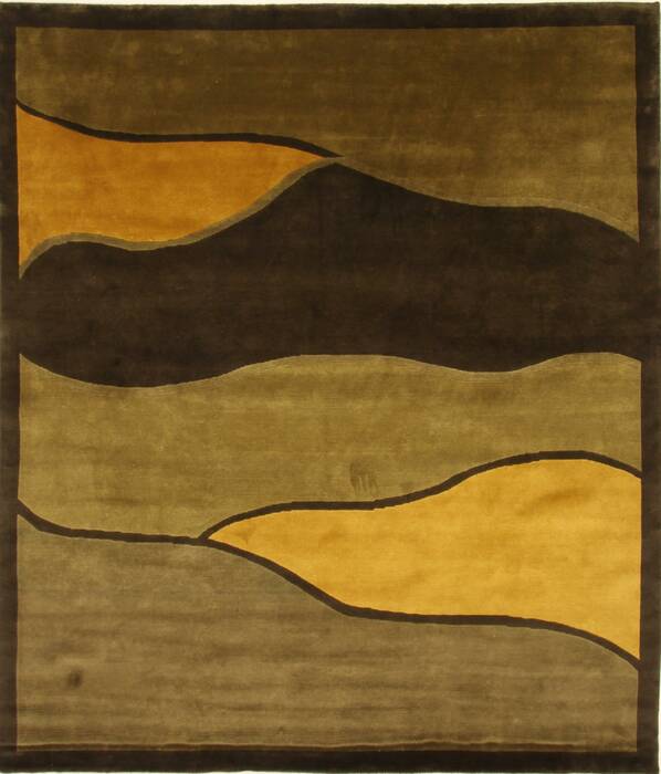Tibetan Green Hand Knotted 82 X 96  Area Rug 100-27961 Image 0