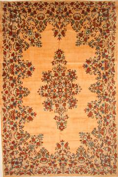 Persian Kerman cream Rectangle 10x14 ft Wool Carpet 27980
