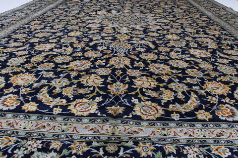 Kashan Beige Hand Knotted 103 X 137  Area Rug 100-27985 Image 7