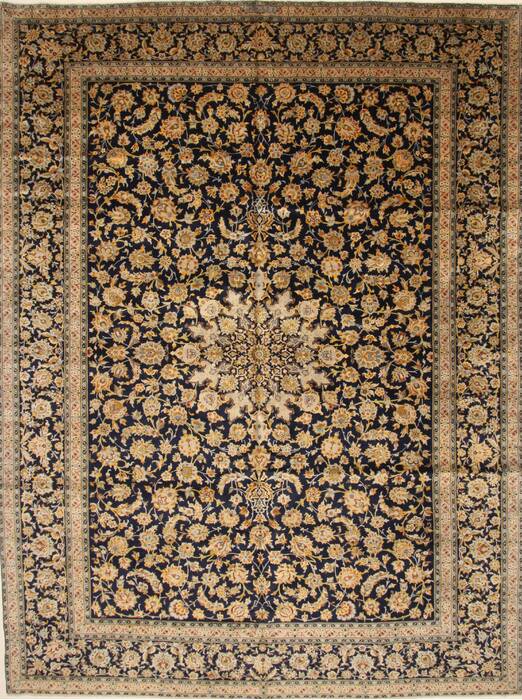 Kashan Beige Hand Knotted 103 X 137  Area Rug 100-27985 Image 0