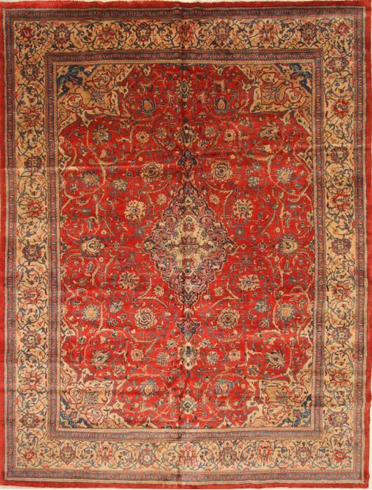 Sarouk Beige Hand Knotted 99 X 130  Area Rug 100-27987 Image 0