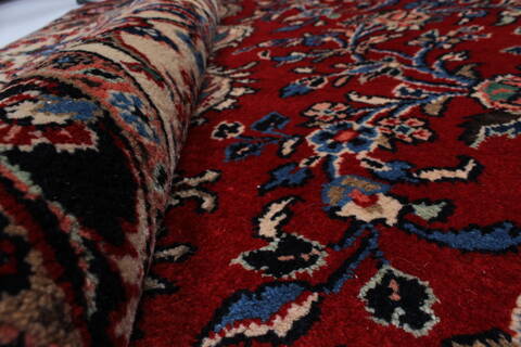 Hamedan Red Hand Knotted 107 X 136  Area Rug 100-27993 Image 12