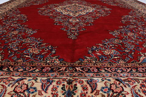 Hamedan Red Hand Knotted 107 X 136  Area Rug 100-27993 Image 3