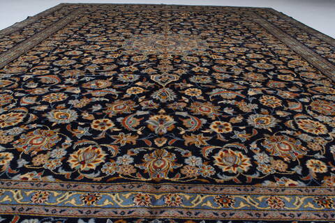 Kashan Beige Hand Knotted 100 X 131  Area Rug 100-28007 Image 6