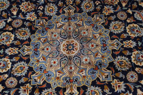 Kashan Beige Hand Knotted 100 X 131  Area Rug 100-28007 Image 8