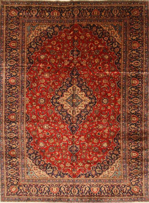Kashan Red Hand Knotted 96 X 129  Area Rug 100-28015 Image 0