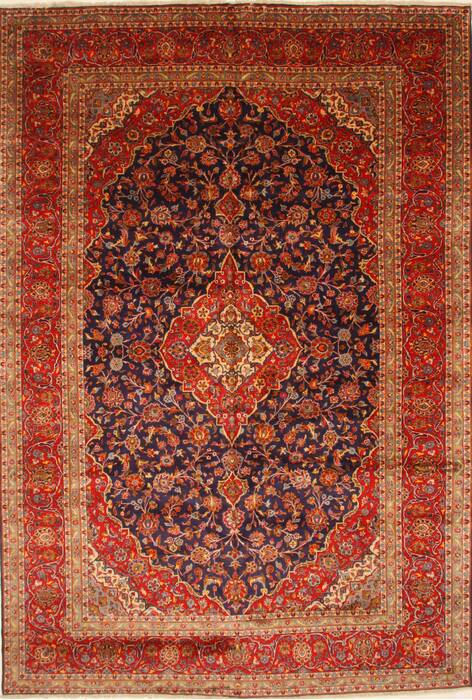 Kashan Blue Hand Knotted 97 X 143  Area Rug 100-28017 Image 0