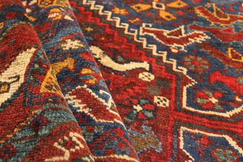 Qashqai Red Hand Knotted 58 X 77  Area Rug 400-28036 Image 8