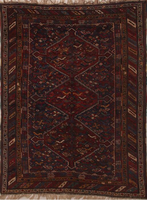 Qashqai Red Hand Knotted 58 X 77  Area Rug 400-28036 Image 0