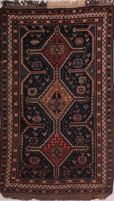 Qashqai Blue Hand Knotted 46 X 80  Area Rug 400-28041 Image 0