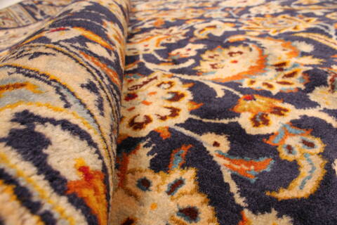 Kashan Beige Hand Knotted 98 X 134  Area Rug 100-28123 Image 2