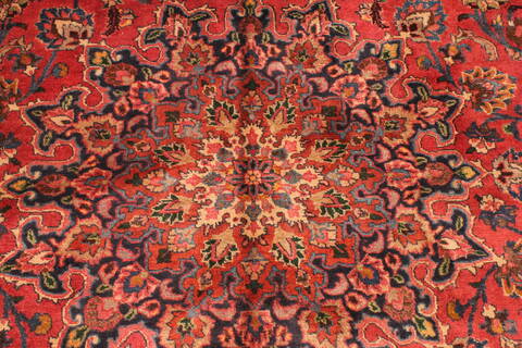 Kashan Red Hand Knotted 99 X 125  Area Rug 100-28129 Image 9