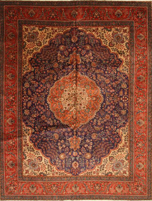 Tabriz Beige Hand Knotted 97 X 128  Area Rug 100-28132 Image 0
