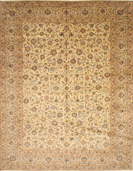 Kashan Blue Hand Knotted 103 X 131  Area Rug 100-28133 Image 0