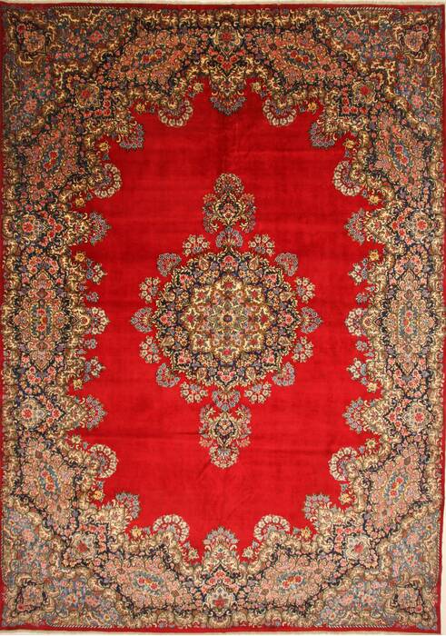 Kerman Red Hand Knotted 113 X 161  Area Rug 100-28134 Image 0