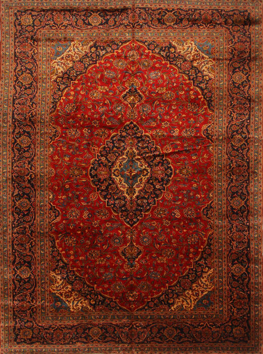 Kashan Red Hand Knotted 99 X 134  Area Rug 100-28138 Image 0
