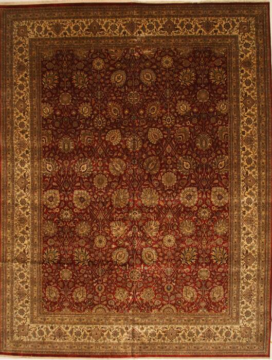 Kashan Beige Hand Knotted 118 X 153  Area Rug 250-28141 Image 0