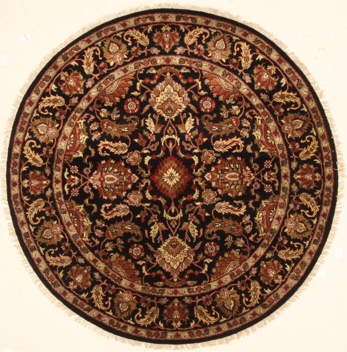 Jaipur Black Round Hand Knotted 60 X 60  Area Rug 250-28211 Image 0