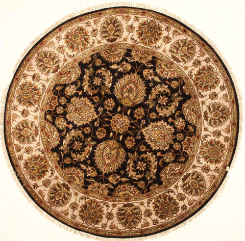 Jaipur Black Round Hand Knotted 60 X 60  Area Rug 250-28301 Image 0