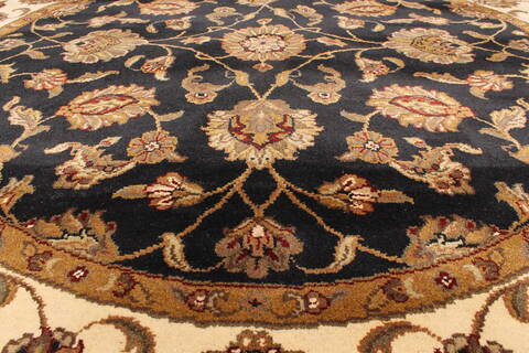 Jaipur Black Round Hand Knotted 60 X 60  Area Rug 250-28309 Image 2