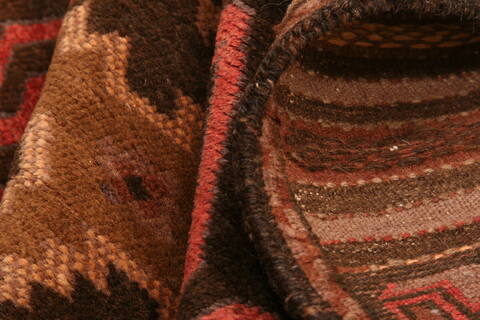 Baluch Brown Hand Knotted 210 X 41  Area Rug 100-28329 Image 2