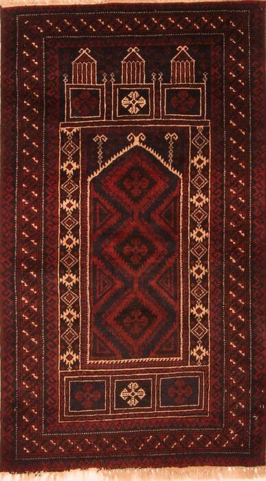 Baluch Black Hand Knotted 28 X 48  Area Rug 100-28330 Image 0