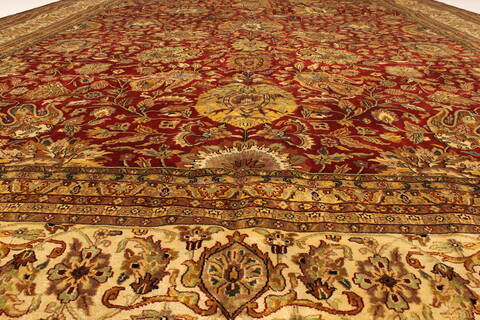 Tabriz Beige Hand Knotted 1111 X 1411  Area Rug 250-28436 Image 4