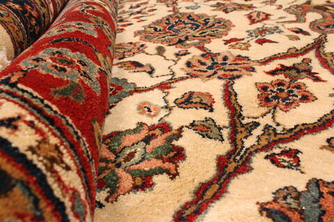 Agra Beige Hand Knotted 120 X 150  Area Rug 250-28443 Image 7