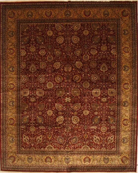 Kashan Beige Hand Knotted 120 X 149  Area Rug 250-28448 Image 0