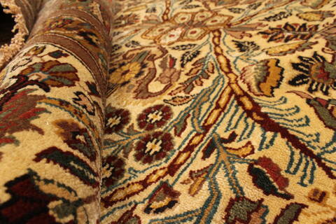 Tabriz Beige Hand Knotted 120 X 150  Area Rug 250-28455 Image 7