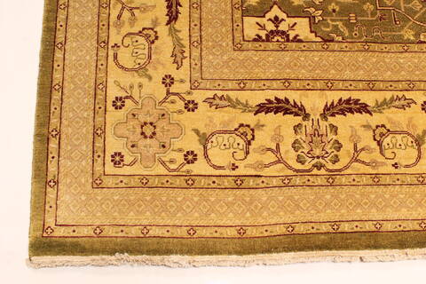 Agra Beige Hand Knotted 120 X 154  Area Rug 250-28462 Image 1