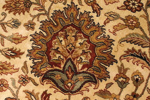Kashan Beige Hand Knotted 119 X 150  Area Rug 250-28477 Image 10