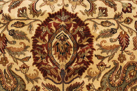 Kashan Beige Hand Knotted 119 X 150  Area Rug 250-28477 Image 12