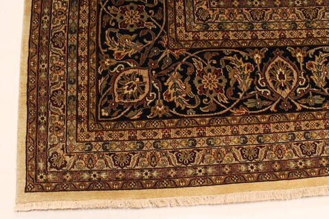 Kashan Beige Hand Knotted 119 X 150  Area Rug 250-28477 Image 1