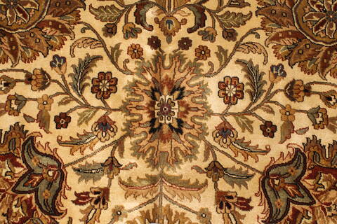 Kashan Beige Hand Knotted 119 X 150  Area Rug 250-28477 Image 2