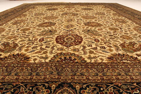 Kashan Beige Hand Knotted 119 X 150  Area Rug 250-28477 Image 4