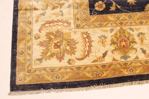 Pishavar Beige Hand Knotted 123 X 147  Area Rug 250-28527 Image 1