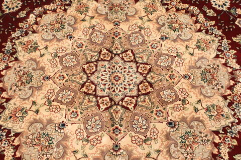 Tabriz Beige Hand Knotted 120 X 150  Area Rug 250-28552 Image 2