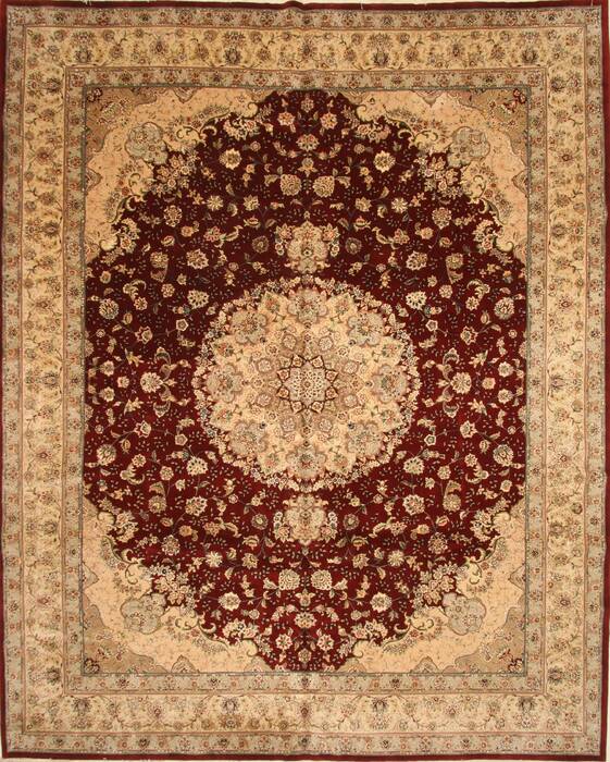 Tabriz Beige Hand Knotted 120 X 150  Area Rug 250-28552 Image 0