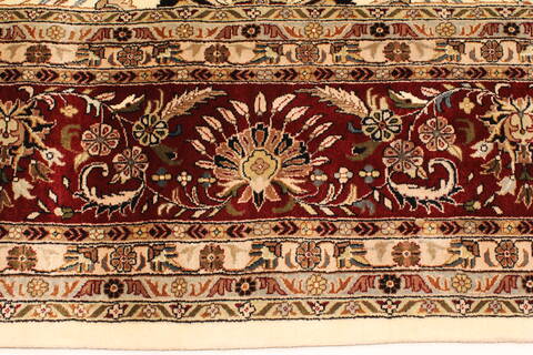 Tabriz Beige Hand Knotted 119 X 150  Area Rug 250-28566 Image 2