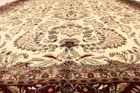 Tabriz Beige Hand Knotted 119 X 150  Area Rug 250-28566 Image 3