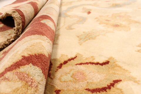 Chobi Beige Hand Knotted 123 X 149  Area Rug 250-28592 Image 7