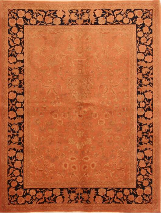 Tabriz Orange Hand Knotted 56 X 72  Area Rug 100-28611 Image 0