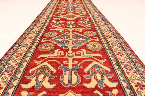 Kazak Red Runner Hand Knotted 29 X 189  Area Rug 250-28719 Image 4