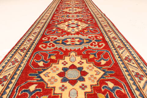 Kazak Red Runner Hand Knotted 28 X 184  Area Rug 250-28738 Image 6