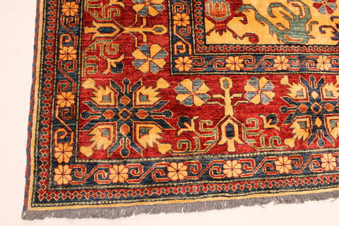 Kazak Yellow Hand Knotted 119 X 159  Area Rug 250-28794 Image 1